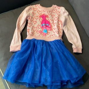 Trolls Pink and Blue Casual Dress for Kids